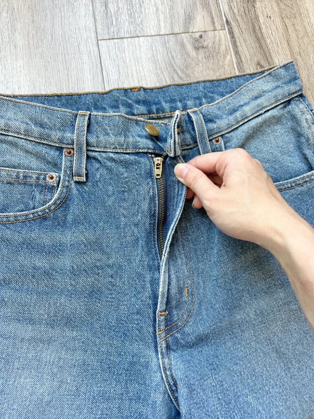B Sides Medium Wash Straight Leg Rigid Denim Jeans Size 26